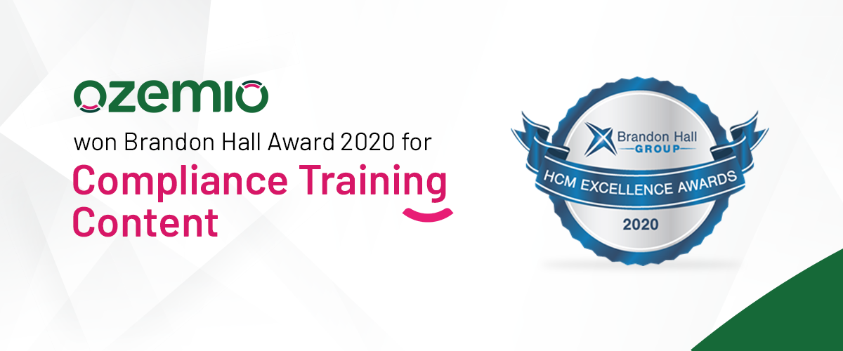 Ozemio Wins Prestigious Brandon Hall Award 2020 for Compliance Training Content