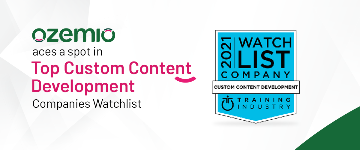 Ozemio wins a place in Training Industry’s 2021 Top Custom Content Development Companies Watch List