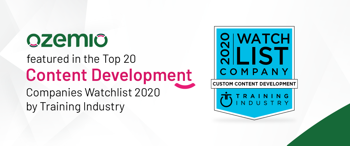 Training Industry Features Ozemio in the Top 20 Content Development Companies Watchlist 2020