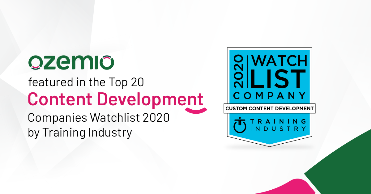 Training Industry Features Ozemio in the Top 20 Content Development Companies Watchlist 2020